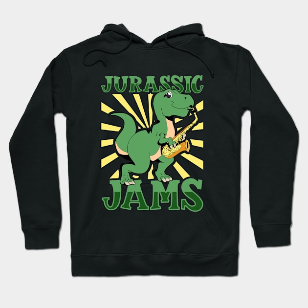 Jurassic Jams - TREX Saxophonist Hoodie by Modern Medieval Design